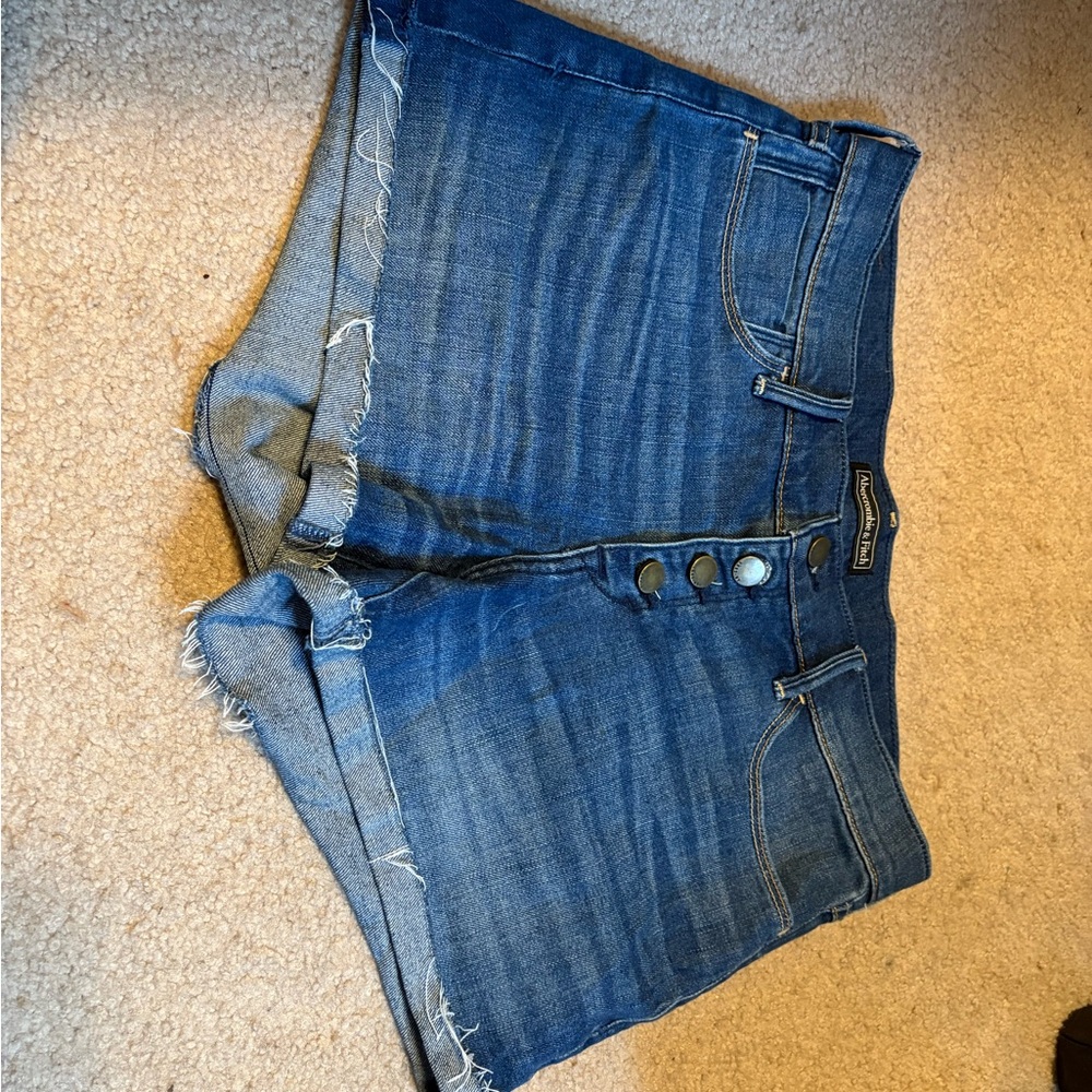 Abercrombie & Fitch Blue Jean Shorts Raw Hem
